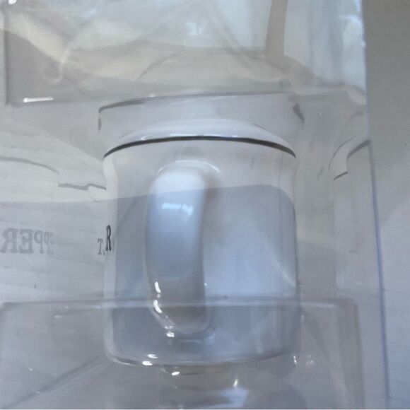 Ceramic Salt and Pepper Shakers White with Black Trim Cup Shape - Picture 6 of 8